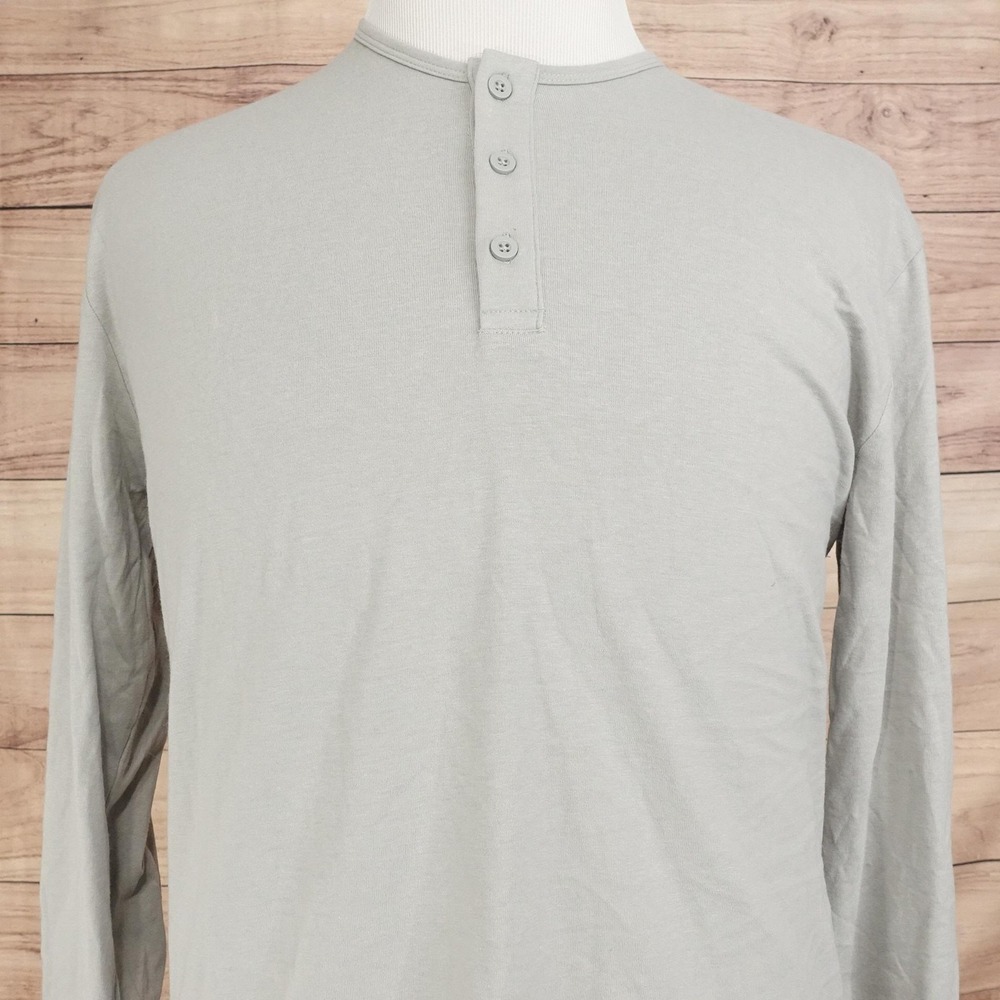 True Classic Shirt Mens L Gray Long Sleeve Henley Tagless Basic T-Shirt